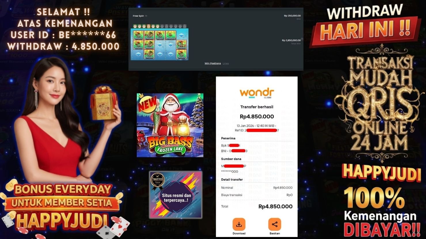 HAPPYJUDI JACKPOT SLOT BIG BASS CHRISTMAS - FROZEN LAKE